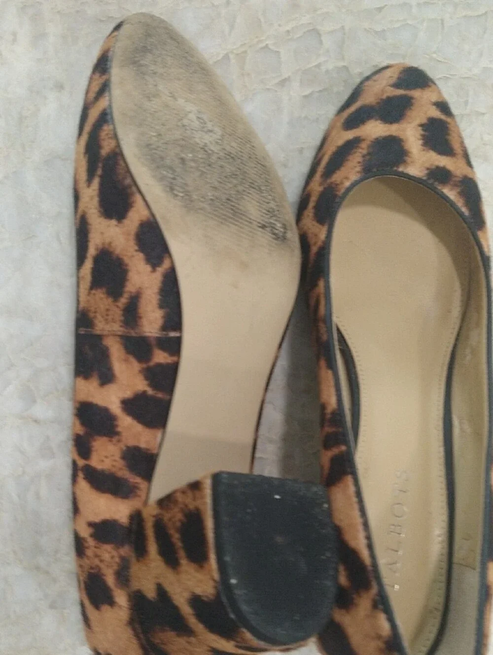 Leopard Print Talbots Block Heel Calf Hair  Pumps - Women Sz 9